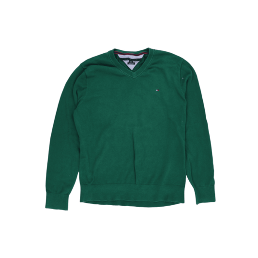 Tommy Hilfiger Green V Neck Cotton Jumper XL