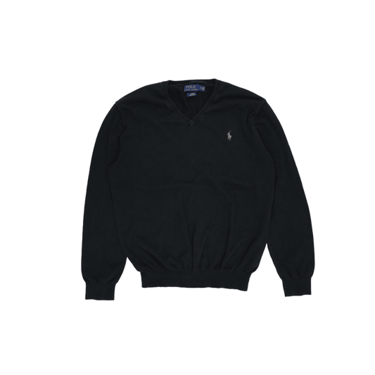 Ralph Lauren V-Neck Pullover Knitwear Black Men's Size M Pima Cotton