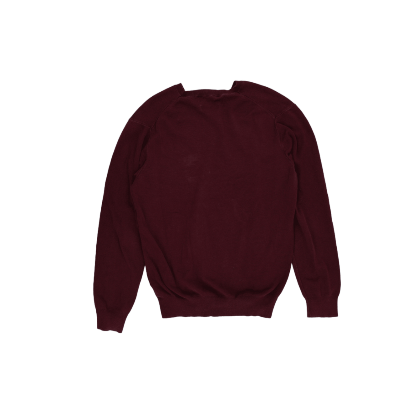 Ralph Lauren Burgundy V-Neck Pullover Jumper Large 100 Percent Pima Cotton