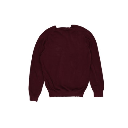 Ralph Lauren Burgundy V-Neck Pullover Jumper Large 100 Percent Pima Cotton