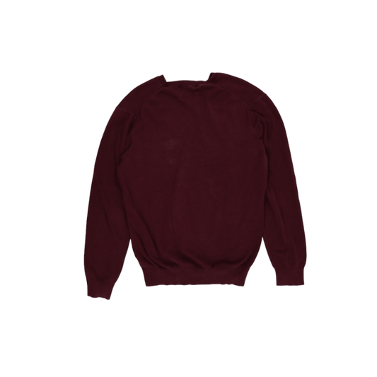 Ralph Lauren Burgundy V-Neck Pullover Jumper Large 100 Percent Pima Cotton