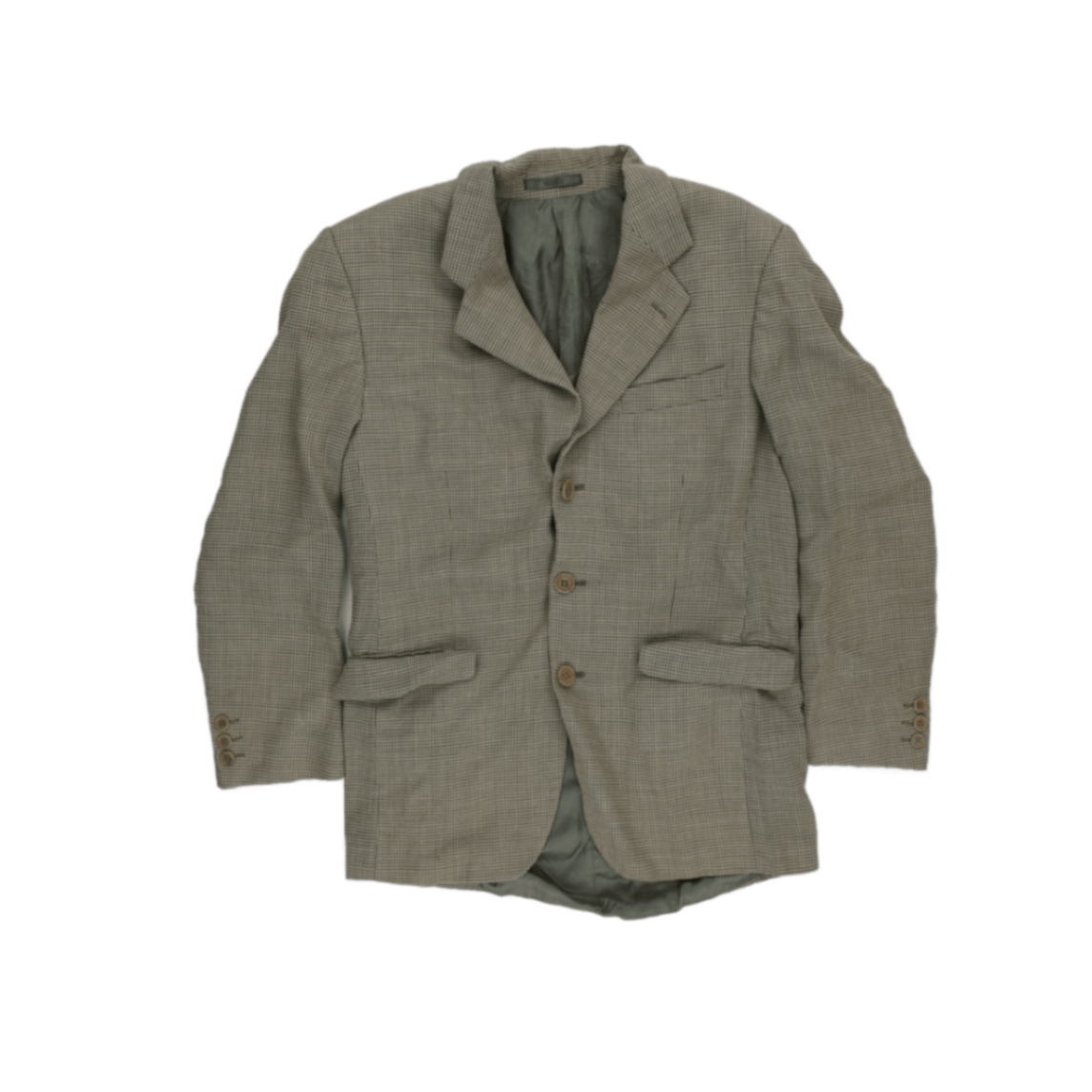 Kenzo Vintage Green Grey Checked Wool Tailored Blazer Size 40W