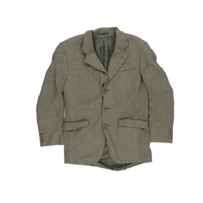 Kenzo Vintage Green Grey Checked Wool Tailored Blazer Size 40W