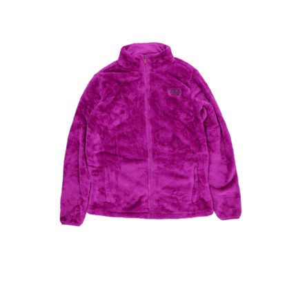 FILA Women's Pink Zip Fleece Jacket Large Polyester Stand Collar