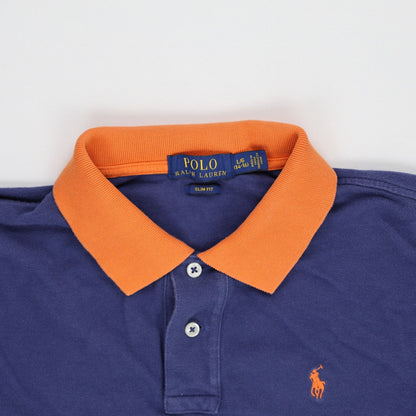 Ralph Lauren Polo Shirt Navy Blue L G 14 16 Cotton Collared Mens