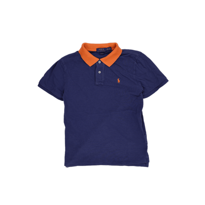 Ralph Lauren Polo Shirt Navy Blue L G 14 16 Cotton Collared Mens