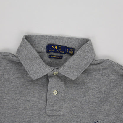 Ralph Lauren Polo Shirt Grey Large Cotton Long Sleeve Collared