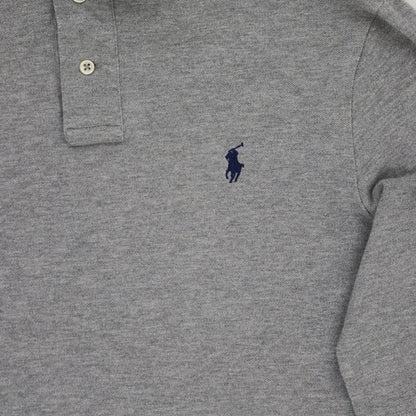 Ralph Lauren Polo Shirt Grey Large Cotton Long Sleeve Collared