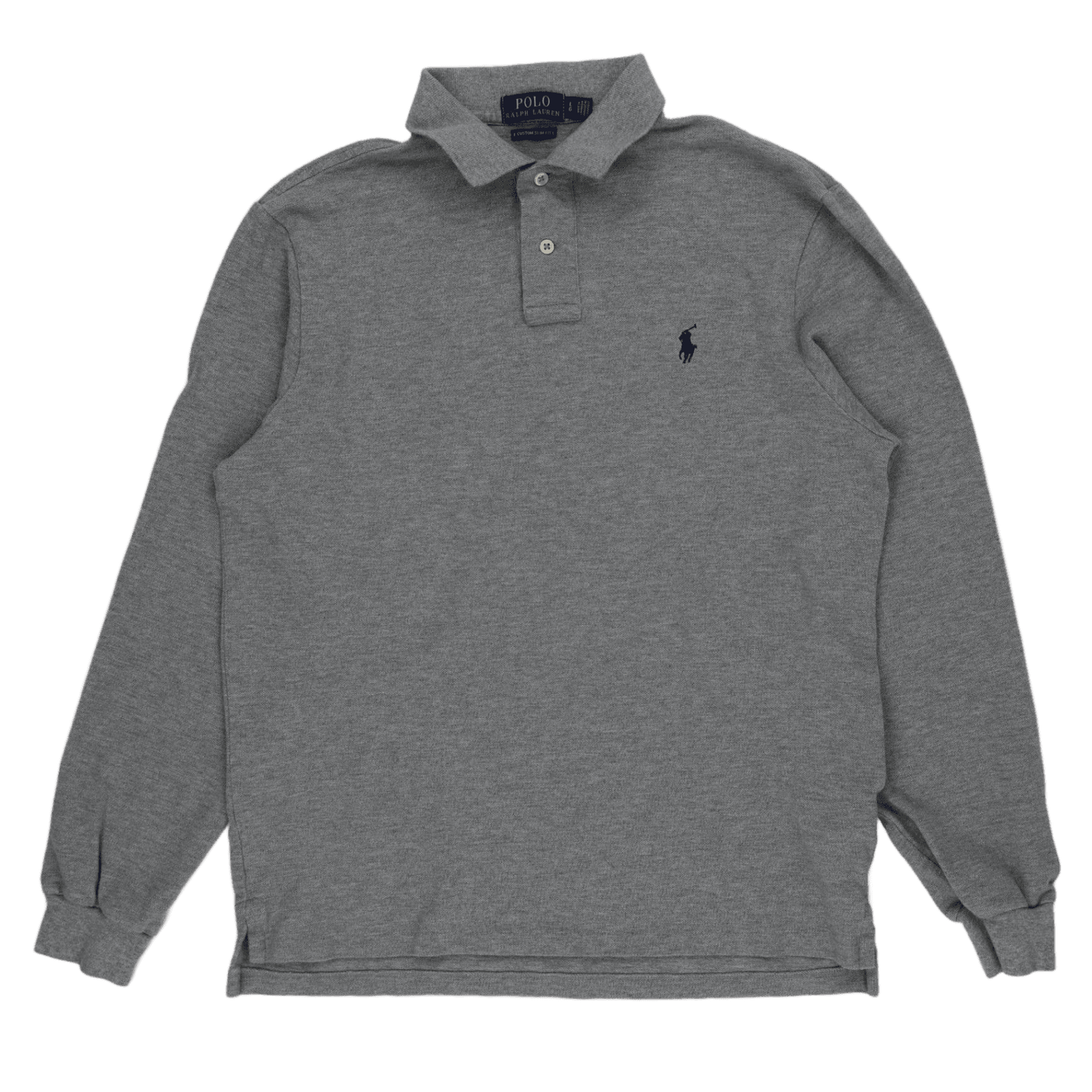 Ralph Lauren Polo Shirt Grey Large Cotton Long Sleeve Collared