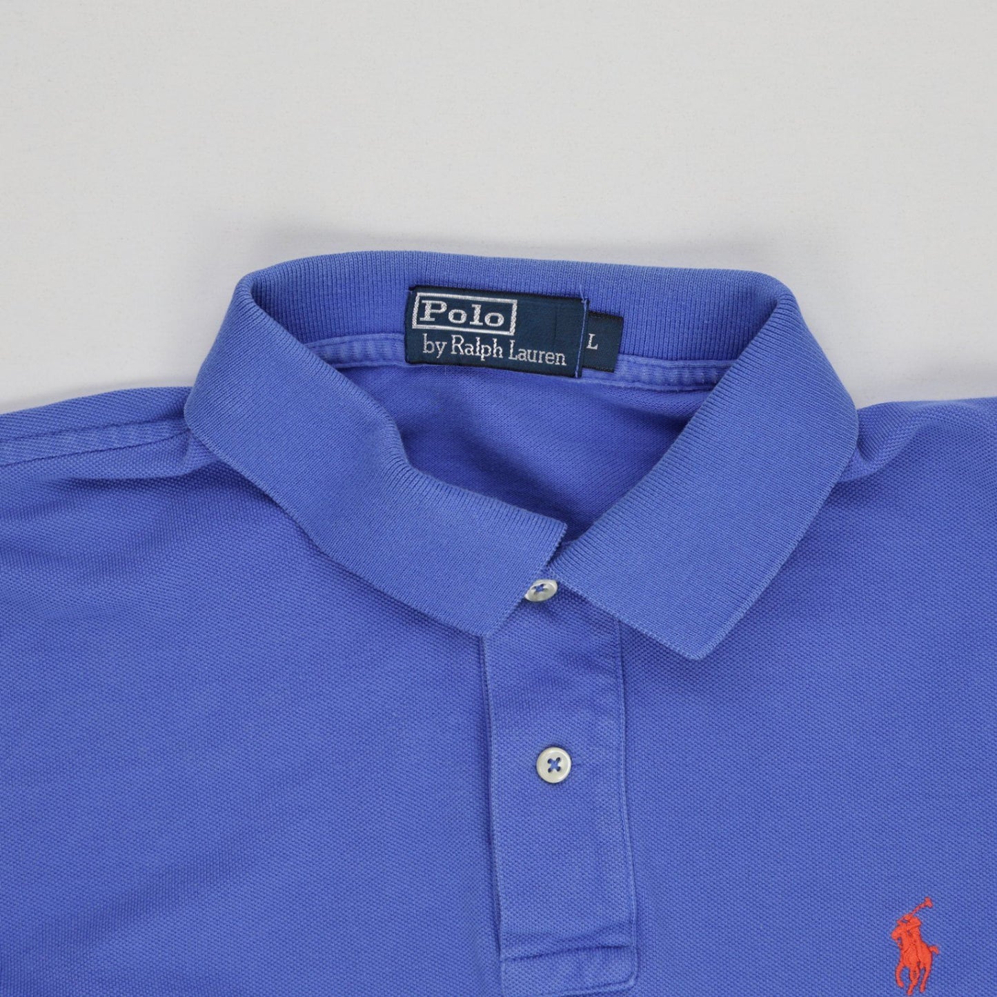Ralph Lauren Blue Short Sleeve Polo Shirt for Men Size L Cotton