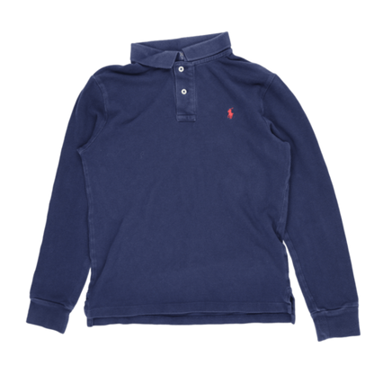Ralph Lauren Navy Blue Long Sleeve Polo Shirt Men's Size Large Cotton