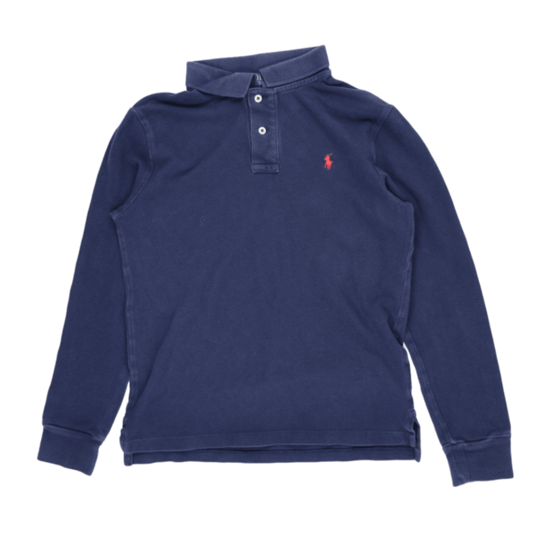 Ralph Lauren Navy Blue Long Sleeve Polo Shirt Men's Size Large Cotton