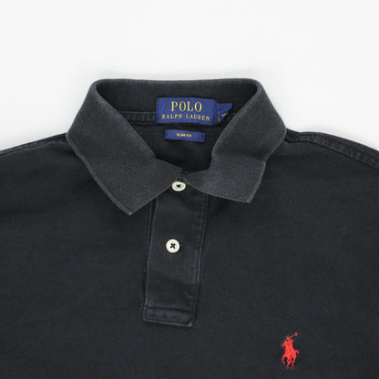Ralph Lauren Long Sleeve Polo Shirt Black Medium Cotton Casual