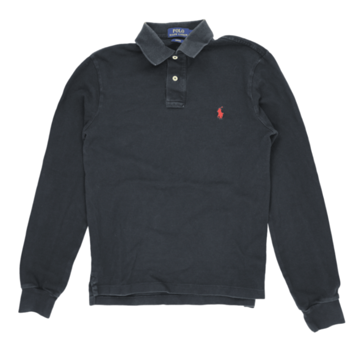 Ralph Lauren Long Sleeve Polo Shirt Black Medium Cotton Casual