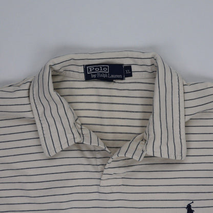 Ralph Lauren XL Long Sleeve Polo Shirt Beige Cotton Striped