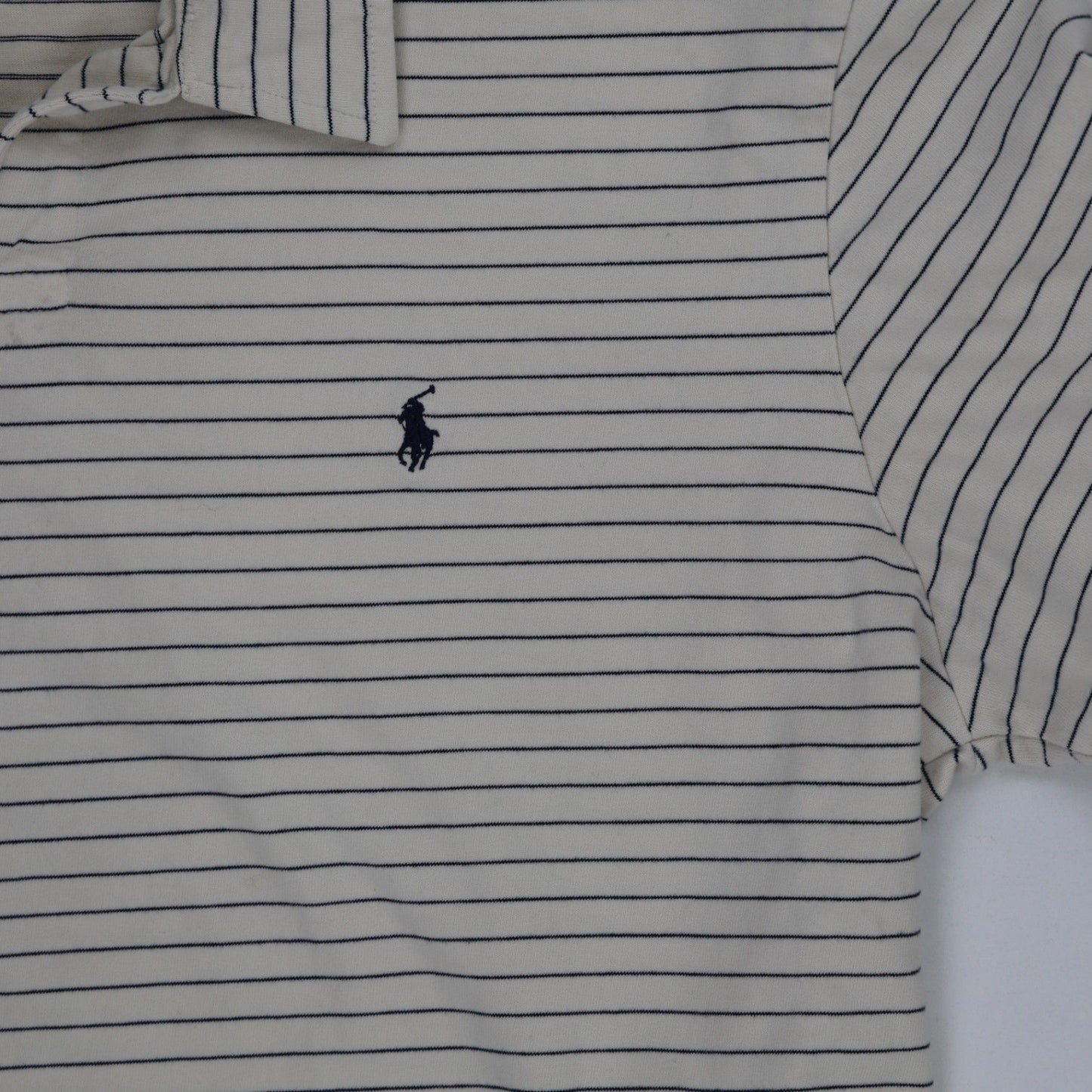Ralph Lauren XL Long Sleeve Polo Shirt Beige Cotton Striped
