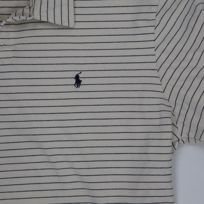 Ralph Lauren XL Long Sleeve Polo Shirt Beige Cotton Striped