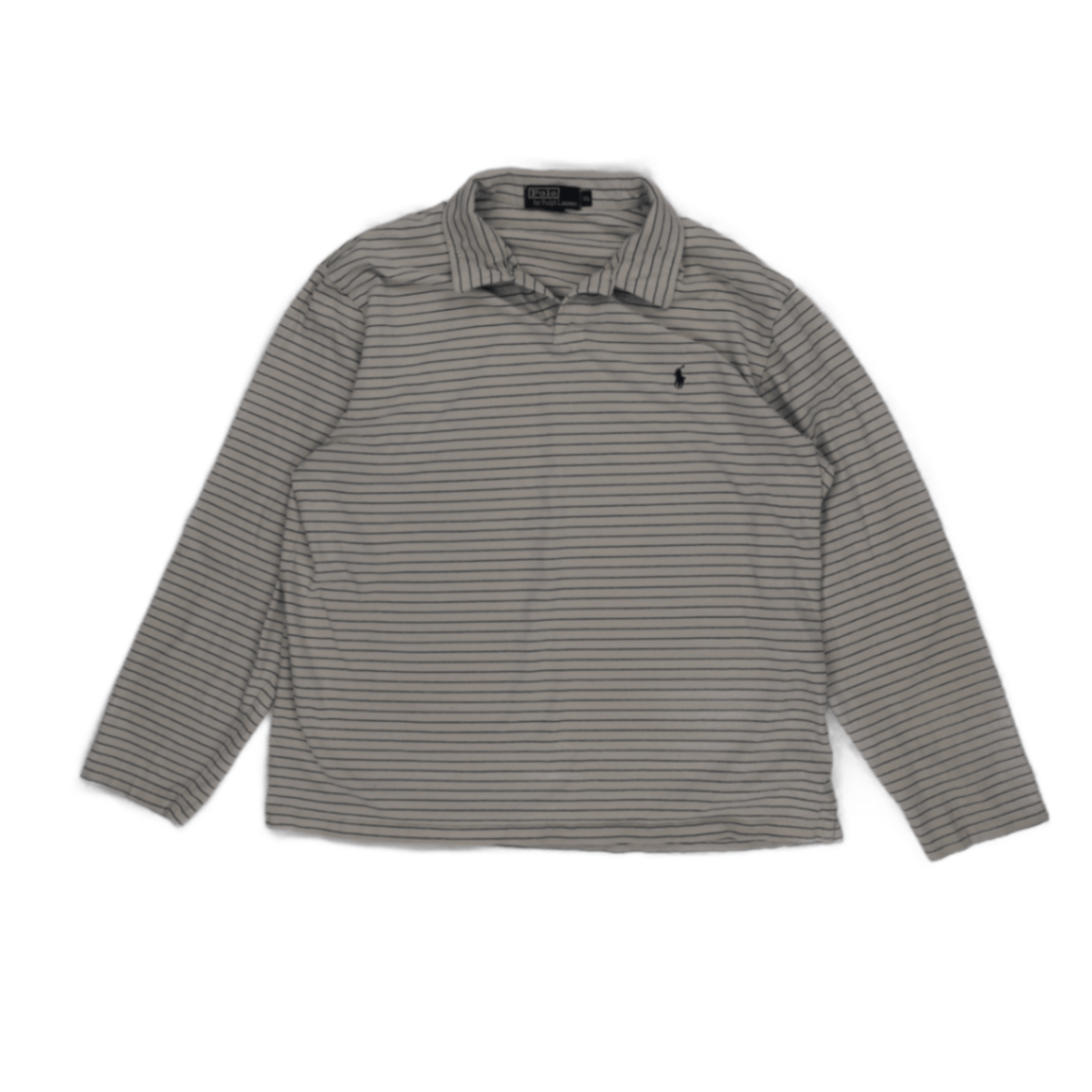 Ralph Lauren XL Long Sleeve Polo Shirt Beige Cotton Striped