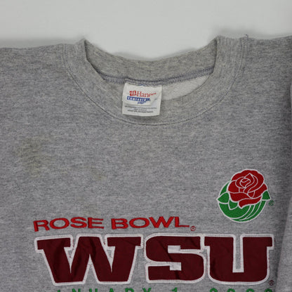 Hanes Vintage Grey Pullover Sweatshirt Crew Neck Large Cotton Polyester Blend WSU Rose Bowl 2003