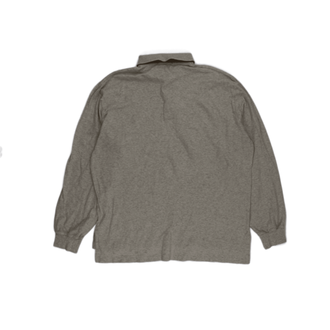 Ralph Lauren Men's Long Sleeve Polo Shirt Light Grey Size L Cotton Classic Vintage