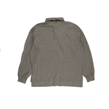 Ralph Lauren Men's Long Sleeve Polo Shirt Light Grey Size L Cotton Classic Vintage