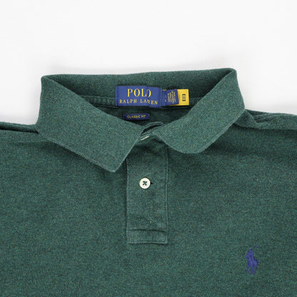 Ralph Lauren Long Sleeve Polo Shirt Forest Green Large Cotton