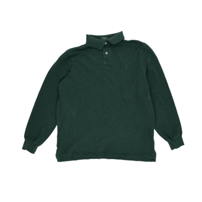 Ralph Lauren Long Sleeve Polo Shirt Forest Green Large Cotton