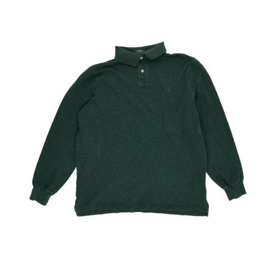 Ralph Lauren Long Sleeve Polo Shirt Forest Green Large Cotton