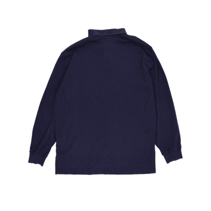 Ralph Lauren Long Sleeve Polo Shirt Navy Blue Large 100% Cotton