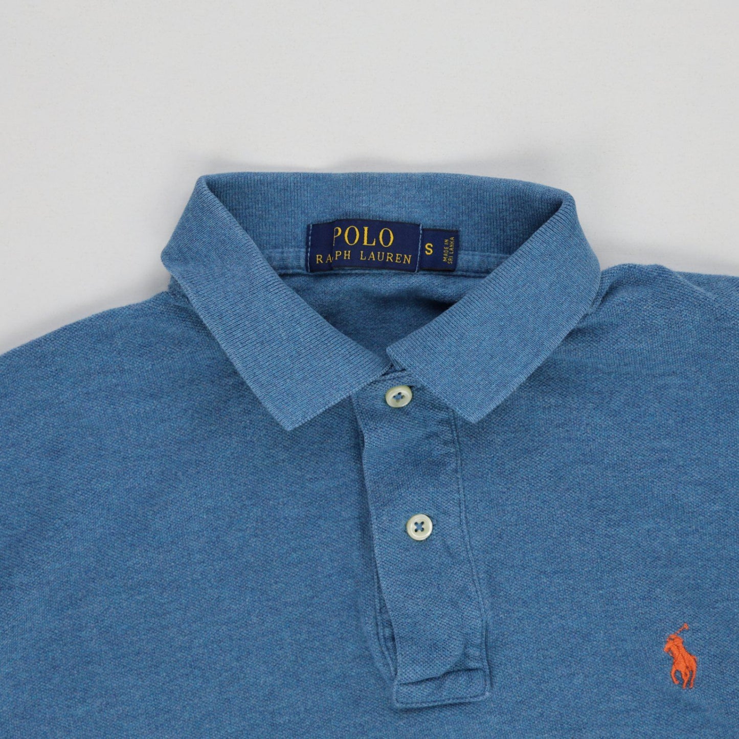 Ralph Lauren Blue Long Sleeve Polo Shirt Size Small Cotton