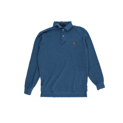 Ralph Lauren Blue Long Sleeve Polo Shirt Size Small Cotton