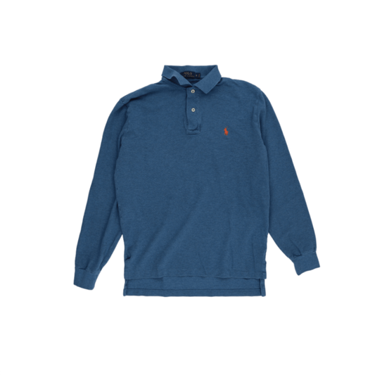 Ralph Lauren Blue Long Sleeve Polo Shirt Size Small Cotton