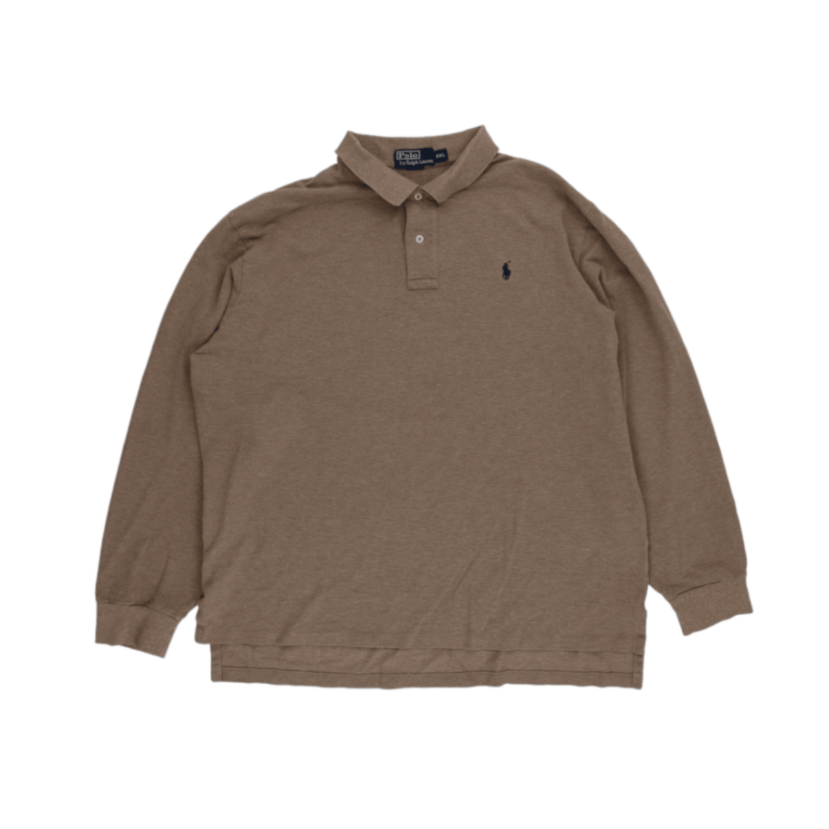 Ralph Lauren Mens Brown Long Sleeve Polo Shirt XXL Cotton Collared