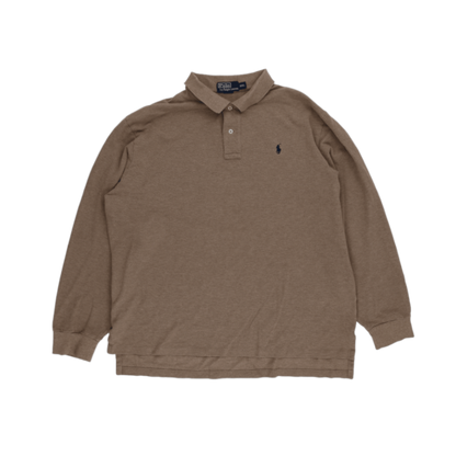 Ralph Lauren Mens Brown Long Sleeve Polo Shirt XXL Cotton Collared