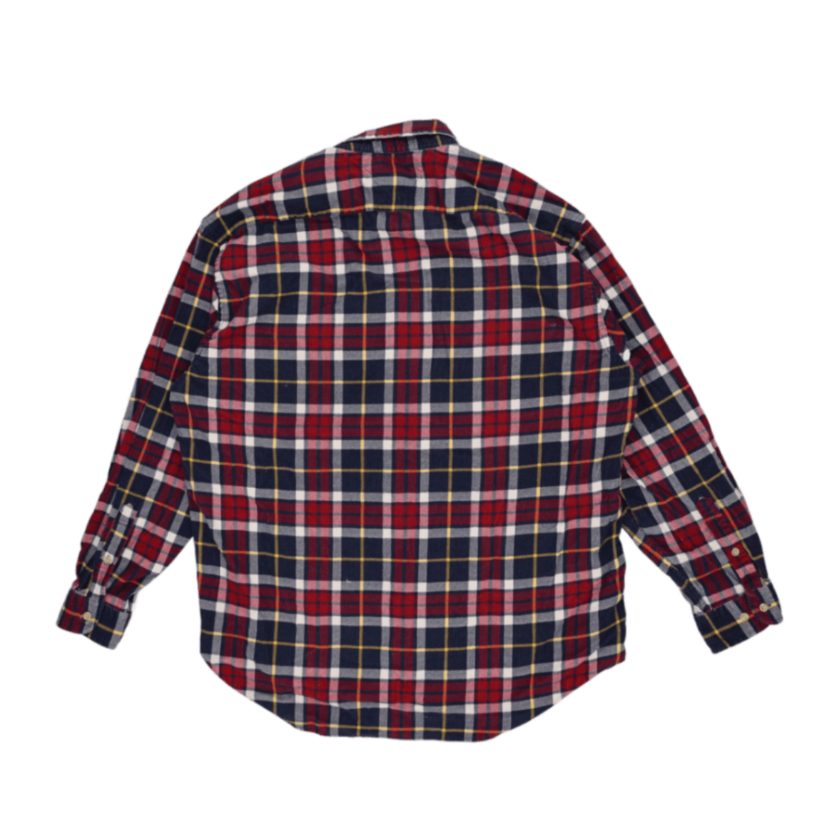 Tommy Hilfiger Men's Checked Cotton Cord Shirt Red Blue Yellow L 100% Cotton Casual Collared