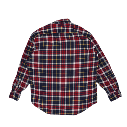 Tommy Hilfiger Men's Checked Cotton Cord Shirt Red Blue Yellow L 100% Cotton Casual Collared