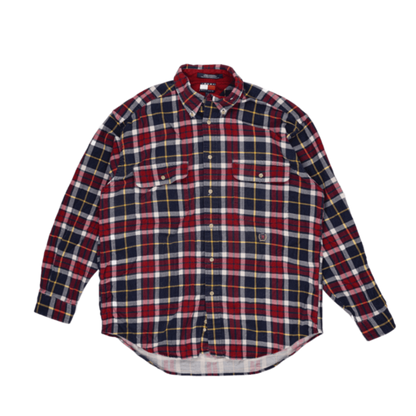 Tommy Hilfiger Men's Checked Cotton Cord Shirt Red Blue Yellow L 100% Cotton Casual Collared