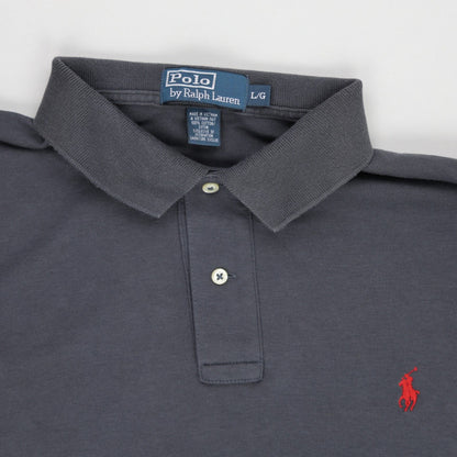 Ralph Lauren Long Sleeve Polo Shirt Charcoal Grey Large 100 Percent Cotton