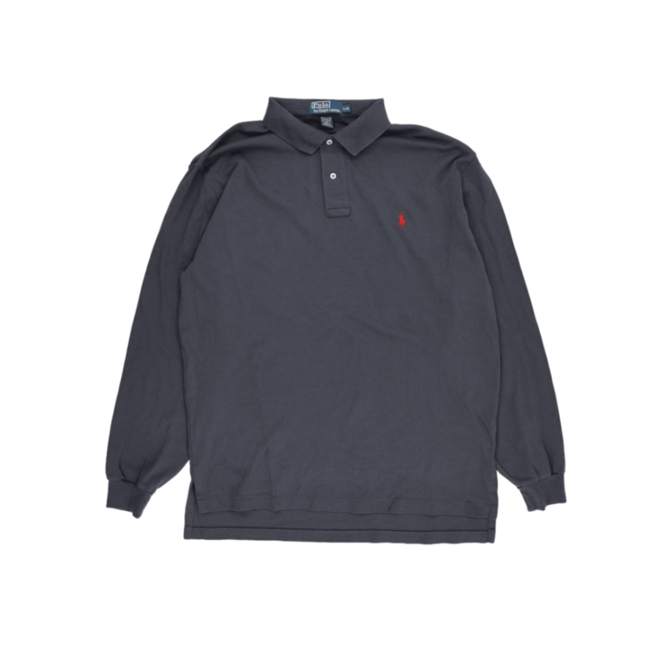 Ralph Lauren Long Sleeve Polo Shirt Charcoal Grey Large 100 Percent Cotton