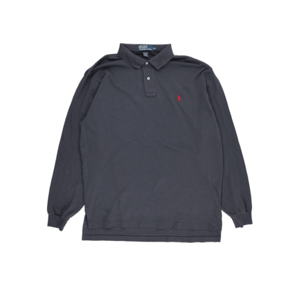 Ralph Lauren Long Sleeve Polo Shirt Charcoal Grey Large 100 Percent Cotton