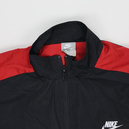 Nike Vintage Black Red Track Jacket XL 100 Percent Polyester High Neck Men