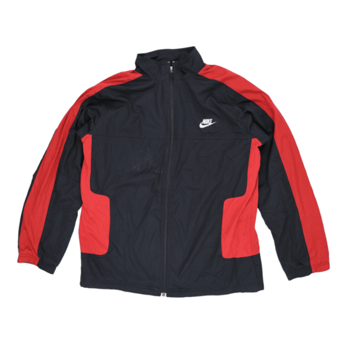 Nike Vintage Black Red Track Jacket XL 100 Percent Polyester High Neck Men