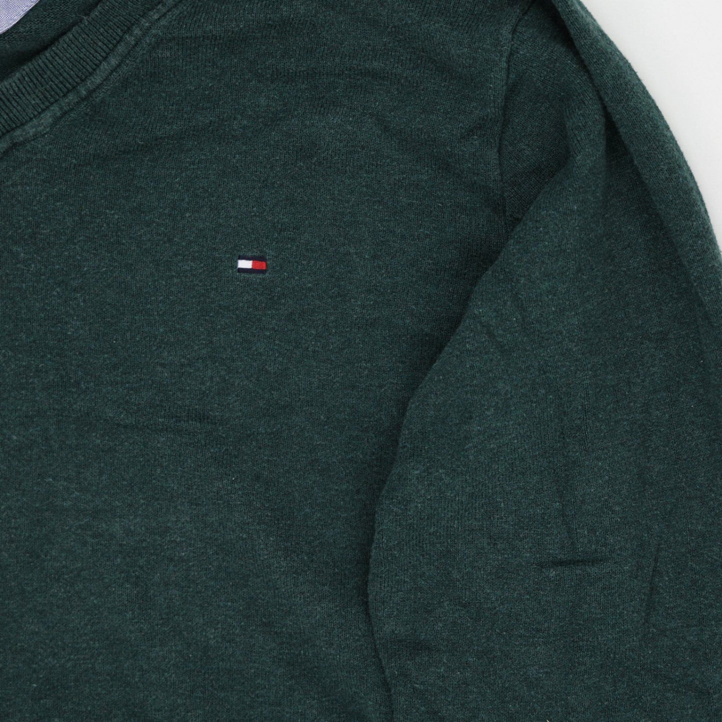 Tommy Hilfiger Green Pima Cotton V-Neck Jumper XL Men's Clothing Activewear