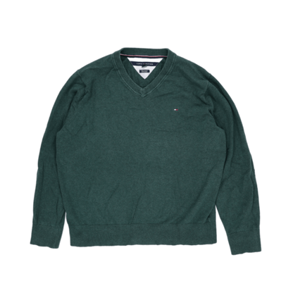 Tommy Hilfiger Green Pima Cotton V-Neck Jumper XL Men's Clothing Activewear