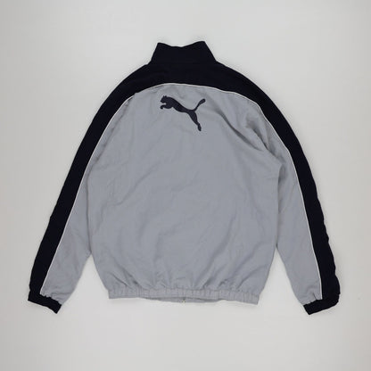 PUMA Vintage Grey Black Full Zip Lightweight Track Jacket Men Size Large Nylon Polyester
