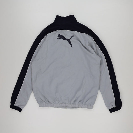 PUMA Vintage Grey Black Full Zip Lightweight Track Jacket Men Size Large Nylon Polyester