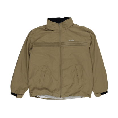 Tommy Hilfiger Khaki Windbreaker Jacket for Men XL Nylon Stand Collar