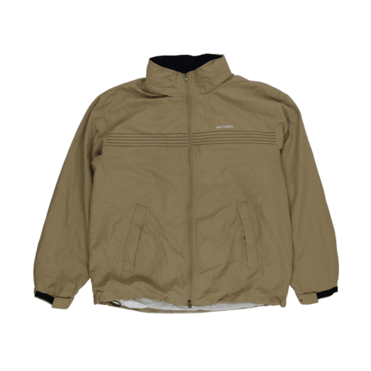 Tommy Hilfiger Khaki Windbreaker Jacket for Men XL Nylon Stand Collar