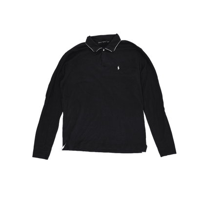 Ralph Lauren Golf Black Long Sleeve Polo Shirt Large Cotton Smart Casual