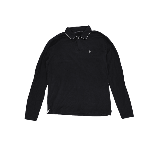 Ralph Lauren Golf Black Long Sleeve Polo Shirt Large Cotton Smart Casual